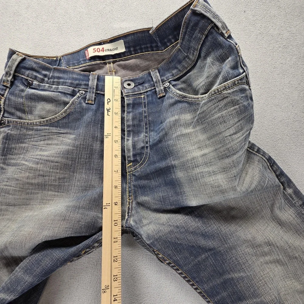 Vintage Levis 504 Jeans Mens 32x32 Blue Straight Engineered Whiskers Honeycomb